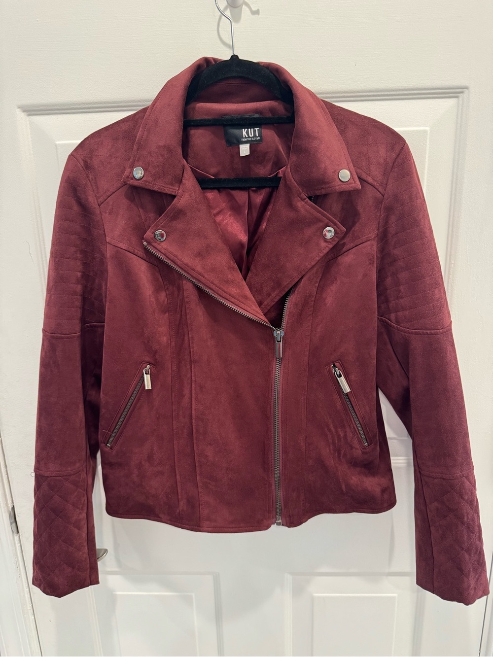 Kut from the Kloth Burgundy Faux Suede Moto Jacket